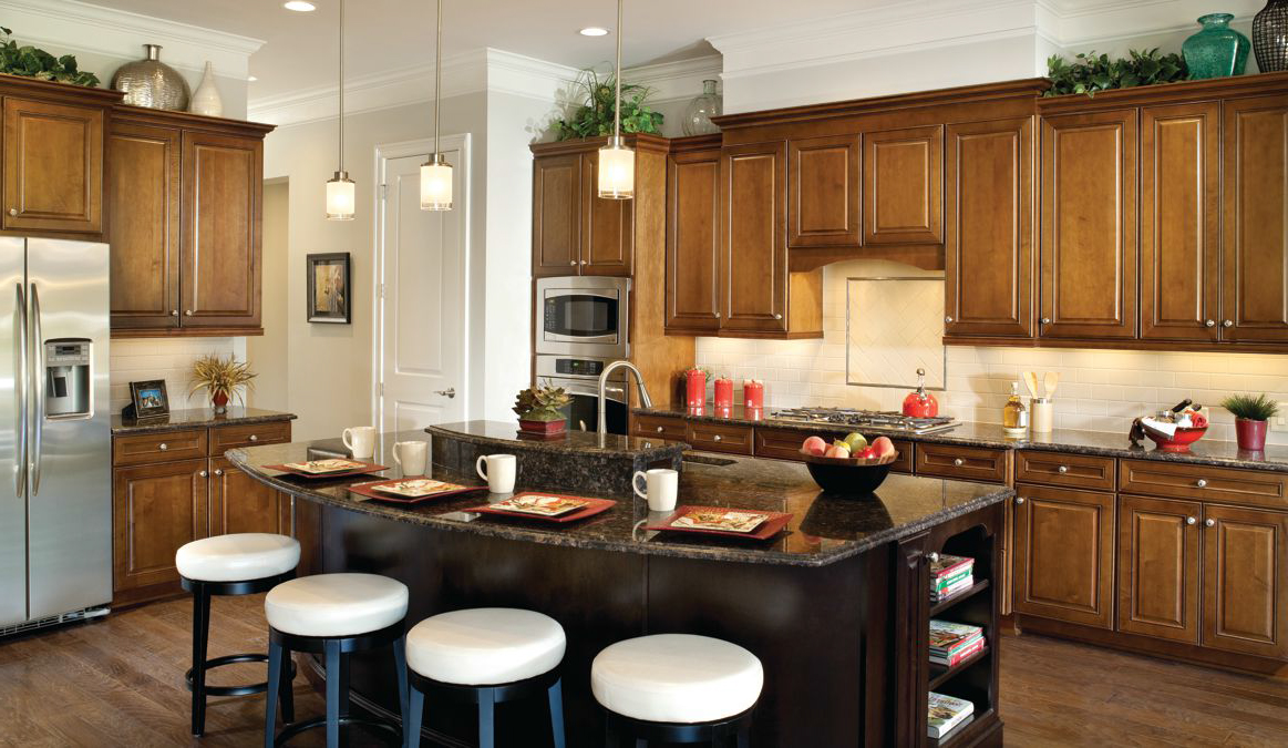 Kitchen cabinetry detail with seating